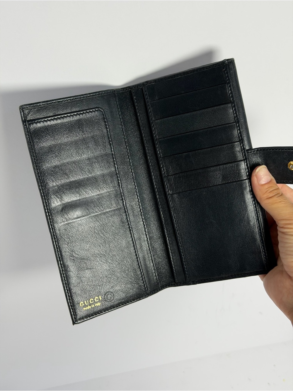 Vintage Gucci Bamboo Detail Black Smooth Leather Long Wallet - Picture 12 of 16